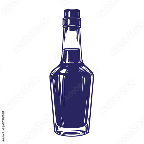 Detailed vintage illustration of a classic liquor bottle isolated on a white background