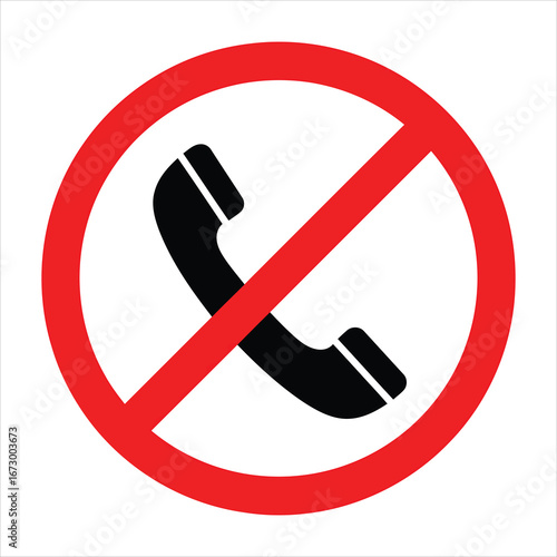 A clear vector graphic of a no cell phone use sign