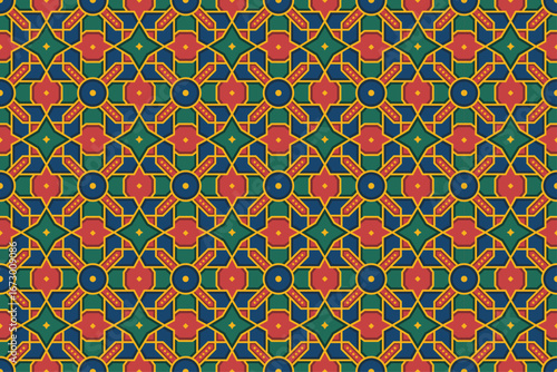 Colorful Islamic Tile Seamless Pattern