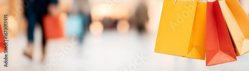 Wallpaper Mural Shoppers Rushing During Black Friday Sales with a Sense of Urgency, Shopping bags in focus with blurred background of shoppers in a retail environment. Torontodigital.ca