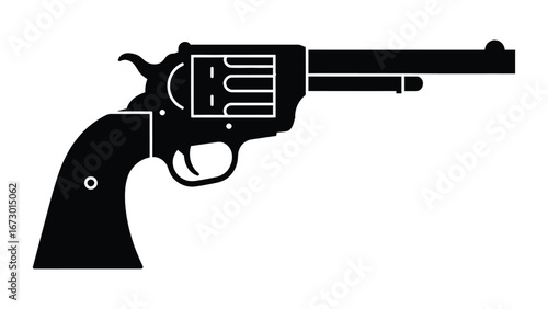 Classic Revolver Exploring a Vintage Firearm Design in Black and White Illustration