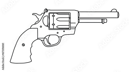 A classic revolver, a vintage firearm design illustration featuring the iconic elements of an old-style handgun for historical or educational contexts