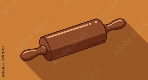 Simple Illustration of a Wooden Rolling Pin.