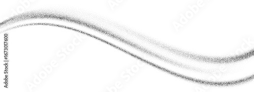 Gradient grain texture wave. Black stippled curved line background. Undulate smooth sand backdrop with speckles, particles, granules. Grunge noise dotted wallpaper for banner, poster, brochure. Vector