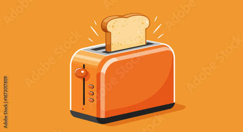 Toaster with Toast Illustration on Transparent Background.