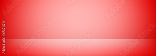 Red studio scene wallpaper. Gradient limbo podium background. Bright shelf or wall backdrop for mockup, presentation, template, product showcase. Abstract room stage display. Vector
