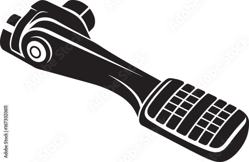 Flat black motorcycle brake pedal silhouette vector icon on transparent background