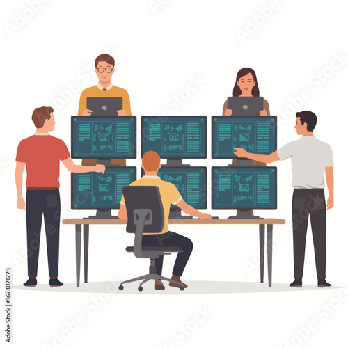Team of developers working on a project