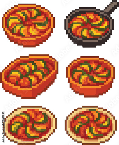 ratatouille  pixel art, eps 10 illustration