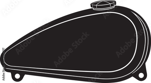 Flat black motorcycle fuel tank silhouette vector icon on transparent background