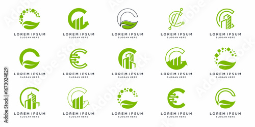 Letter C logo design set template