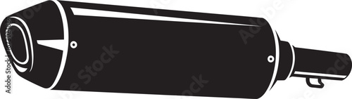 Flat black motorcycle silencer exhaust icon silhouette vector on transparent background