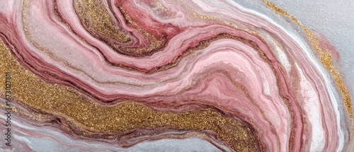 Abstract marbled art with glitter