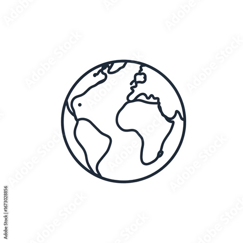 Globe icon. Earth sign. World symbol. Simple thin line icon on white background. Vector illustration.