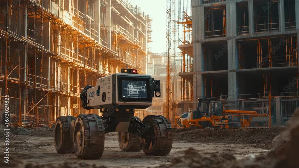 Modern autonomous construction robot operating among partially built ...