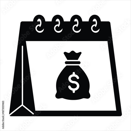 Financial calendar icon for payment schedules, deadlines, and salary day concepts budgeting, planning, and money management