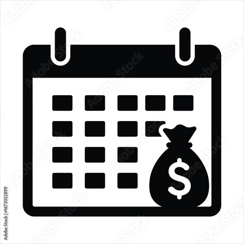 Financial calendar icon representing payment schedules, important deadlines, and salary day concepts for planning and money management