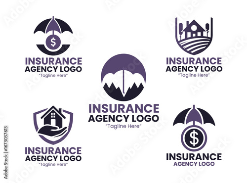 5 Insurance Logo Set Modern Minimalist Business Brand Design