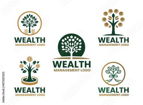 5 Wealth Management Logo Set Modern Minimalist Finance Brand Design