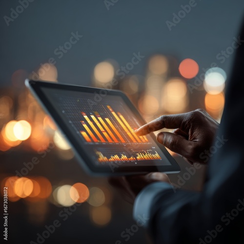 Business Insights on Digital Tablet Displaying Data Charts