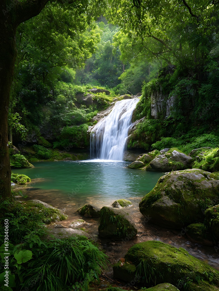 Fototapeta premium Waterfall in the forest, landscapes