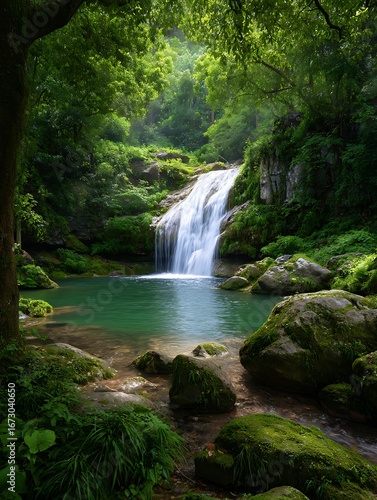 Waterfall in the forest, landscapes