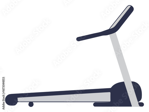 A simple illustration of a treadmill, designed for indoor exercise and fitness.