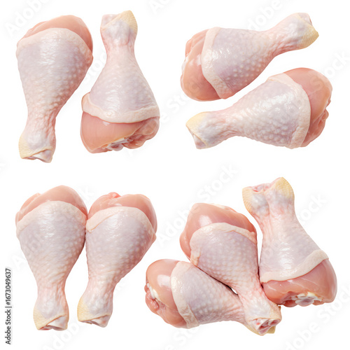 Fresh raw chicken drumsticks, perfect for cooking, recipes, and food preparation themes. isolated on white or transparent background. PNG