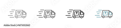 Outline style delivery icon set. Available various sizes