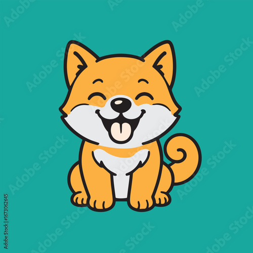 Vector design featuring a lovely Shiba Inu dog, illustrated in fun cartoon style, vibrant colorful theme with expressive playful accents and details.