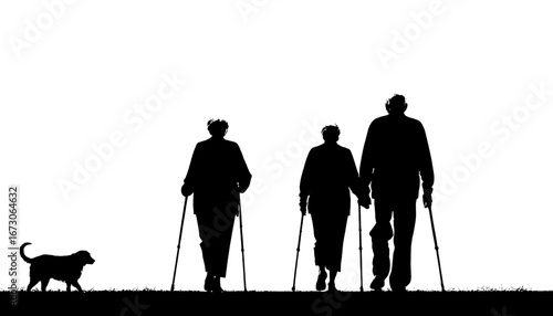Loving family enjoying a leisurely stroll together outdoors with their dog, embracing the joy of companionship and peaceful walks, perfect for lifestyle projects.