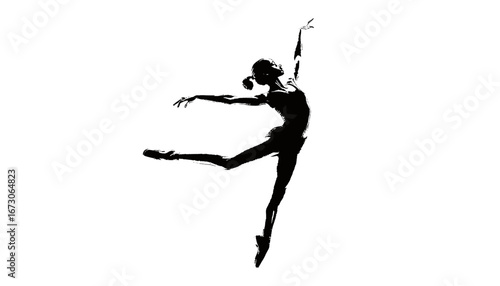 Dynamic silhouette of a graceful ballerina performing elegant dance moves in a stunning studio setting, evoking passion and artistry