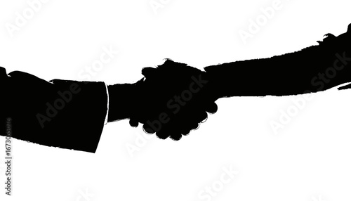 Professional handshake silhouette symbolizing agreement, partnership, and success in business dealings, perfect for corporate branding, marketing materials, and illustrating collaboration
