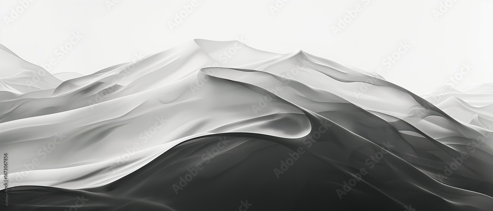 Fototapeta premium Monochrome sand dunes: abstract landscape of rolling hills and contrasting shadows