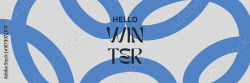 Chic modern design welcomes winter with elegant typography and abstract blue swirls for seasonal campaigns