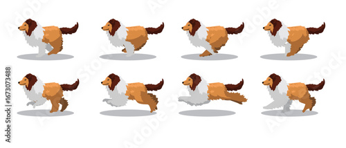 Collie Running Side Cartoon Animation Frame Vector