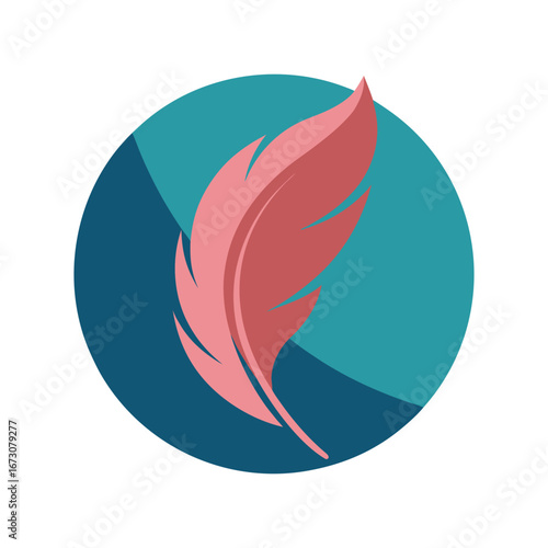 abstract feather inside circle white background