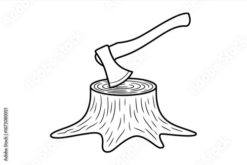 Axe Embedded in Tree Stump