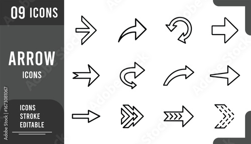 Arrow icon set silhouette vector illustration on a white background, featuring direction, navigation, pointer, and movement symbols for business, web, and graphic design projects.
