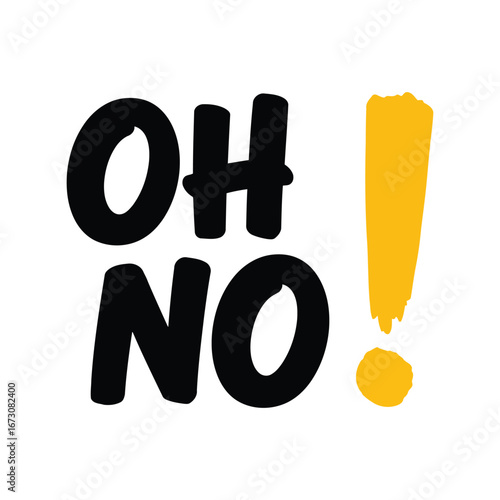 Oh no exclamation mark bold black text surprise shocked emotion communication vector