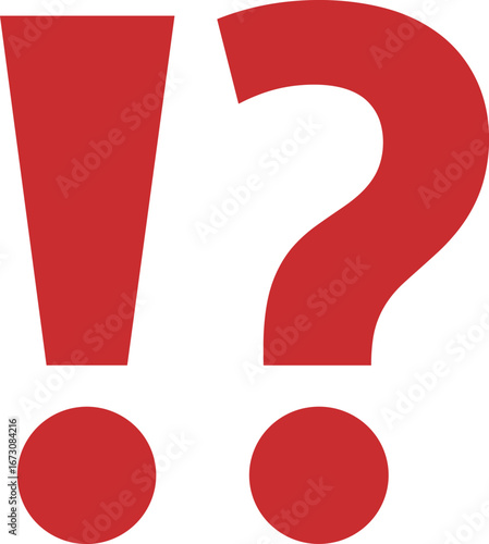 Red Exclamation Mark and Question Mark Symbols Isolated on White Background punctuation