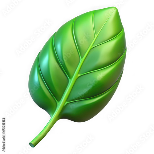 Vibrant green leaf detailed closeup with prominent intricate veins natural beauty