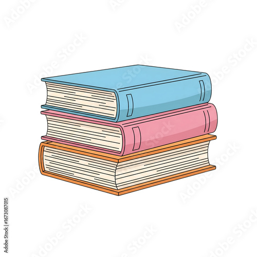 Stack of Three Books, Education and Knowledge Concept, Vector Illustration