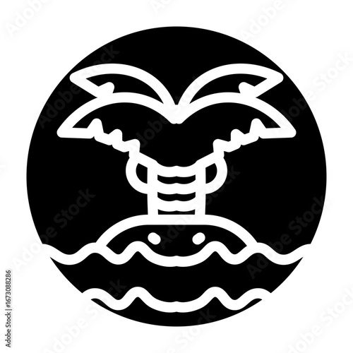 Desert Island with Palm Tree Vector Glyph Icon Design
