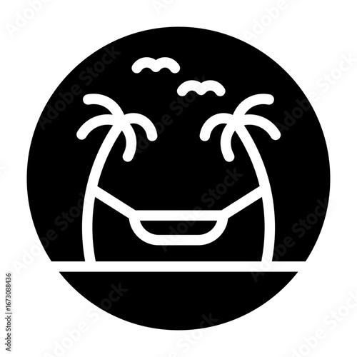 Hammock Between Trees Vector Glyph Icon Design
