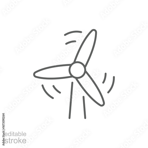 Wind turbine icon. Simple outline style. Windmill, wind power, alternative energy, generation, electricity, green technology concept. Thin line symbol. Vector isolated design. Editable stroke