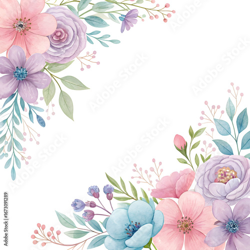 Delicate floral arrangement in pastel hues isolated on a transparent background watercolor