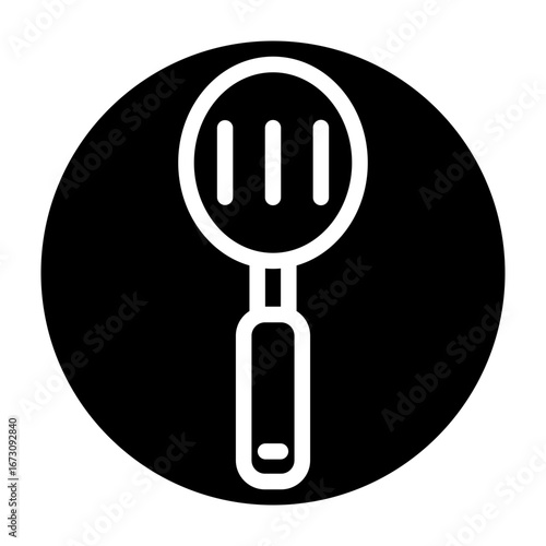 Slotted Spoon Vector Glyph Icon Design