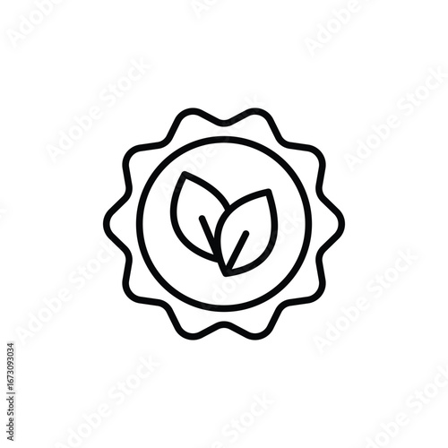 Eco stamp icon. Simple outline style. Eco friendly naturally, seal, label, round, nature, green, food, organic, plant, environment concept. Thin line symbol. Vector isolated design