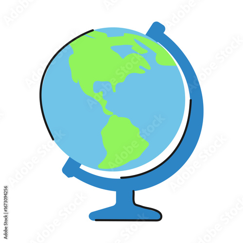 Globe Earth on Stand Vector Icon isolated on white background. Travel globus Flat simple illustration geography table desk globe isolated icon. Trendy Vector Illustration.